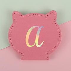 Round leather shell stainless steel single-sided mirror, 75*80mm, with letter printing, can be customized, the color is available in pink and khaki.