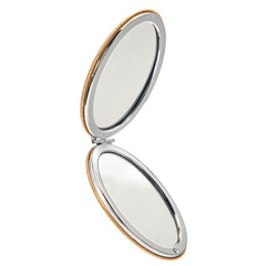 1 PC PU Leather Mirror Banboo Pattern 2X Magnification Round Folding Double-sided Cosmetic Mirror The Elegant Bamboo Pattern Looks Beautiful Suitable As Gift For Mother Daughter Sister Girlfriend Suitable To Use At Home School Company And Other Occasions