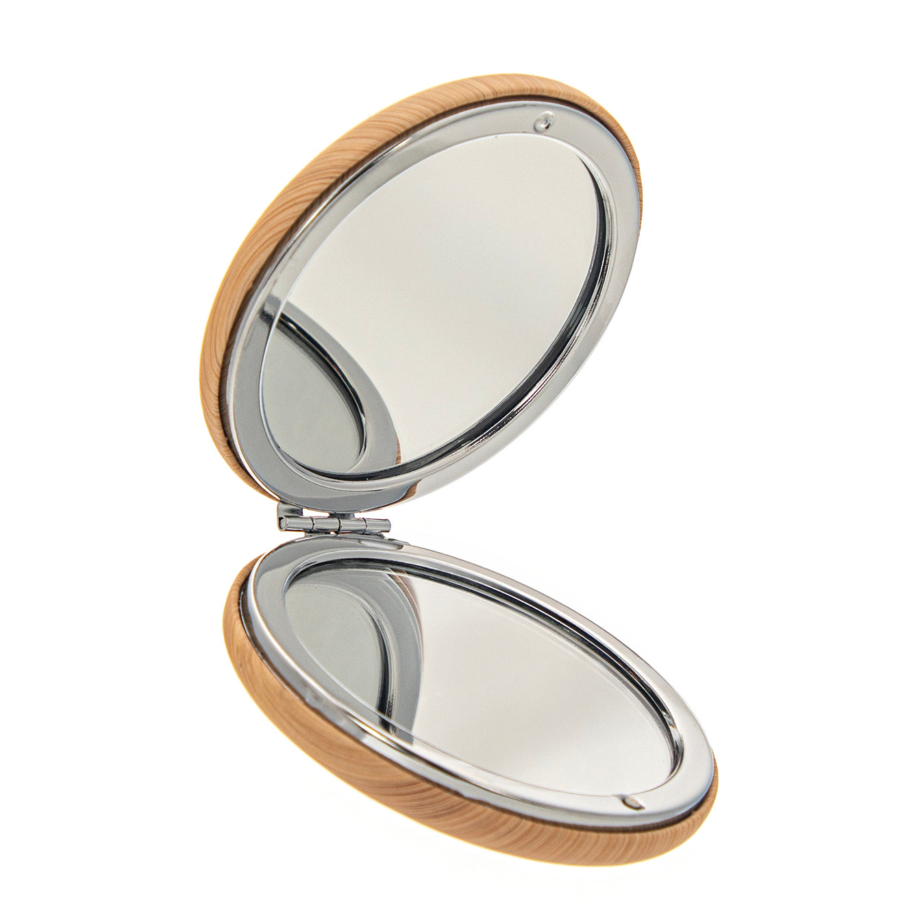 1 PC PU Leather Bread Mirror Banboo Pattern 2X Magnification Round Folding Double-sided Cosmetic Mirror The Elegant Bamboo Pattern Looks Beautiful Suitable As Gift For Mother Sister Girlfriend Suitable To Use At Home School Company And Other Occasions