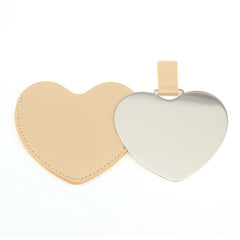 Stainless Steel Makeup Mirror, Packaged in PU Eco-Friendly Leather Case, Heart-Shaped Shape Warms the Heart, 91767 mm Size, Eight Colors Available, Let Your Makeup Illuminate Every Moment