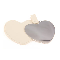 Stainless Steel Makeup Mirror, Packaged in PU Eco-Friendly Leather Case, Heart-Shaped Shape Warms the Heart, 91767 mm Size, Eight Colors Available, Let Your Makeup Illuminate Every Moment