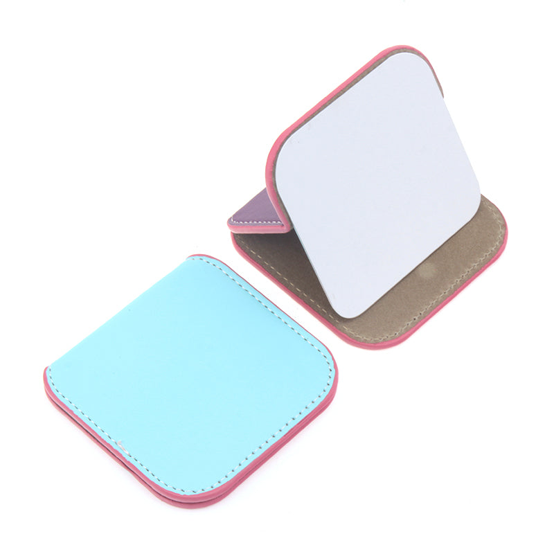 PU Eco-Friendly Leather, HD Stainless Steel Makeup Mirror, 80768mm, Allowing You to Put on Makeup More Easily! Eight Bright Colors Are Waiting for You to Choose from to Create the Perfect Square Makeup Palette