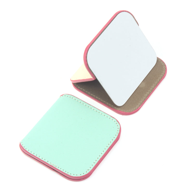 PU Eco-Friendly Leather, HD Stainless Steel Makeup Mirror, 80768mm, Allowing You to Put on Makeup More Easily! Eight Bright Colors Are Waiting for You to Choose from to Create the Perfect Square Makeup Palette