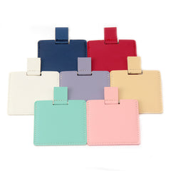 Eco-Friendly Pu Leather Case Packaging, HD Stainless Steel Mirror, 67*84*4mm Square Cosmetic Mirror, Seven Colors to Choose From, a Perfect Gift for Friends