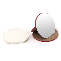 75*80*7mm Semi-Circular Desktop Makeup Mirror, Soft PU Eco-Friendly Leather, Ultra-Clear Stainless Steel, Spanning Six Colors of Dreams, Lighting Up Your Beautiful Moments