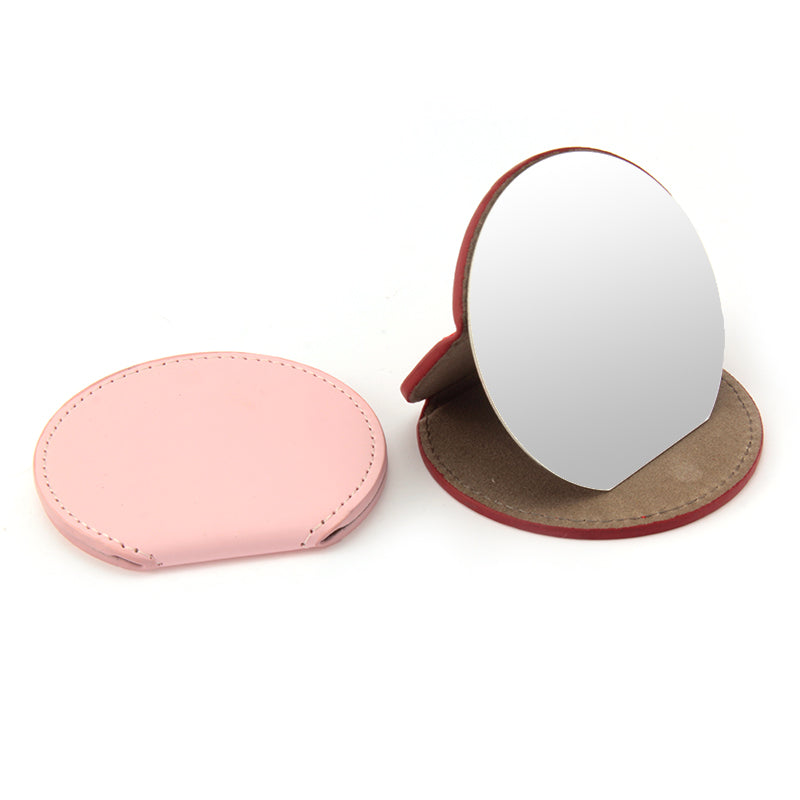 75*80*7mm Semi-Circular Desktop Makeup Mirror, Soft PU Eco-Friendly Leather, Ultra-Clear Stainless Steel, Spanning Six Colors of Dreams, Lighting Up Your Beautiful Moments