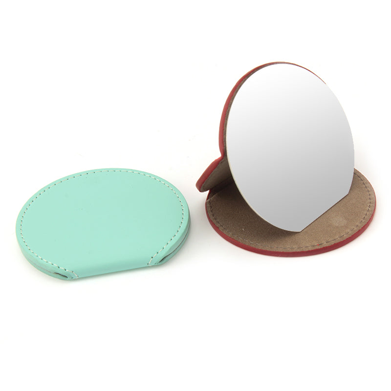 75*80*7mm Semi-Circular Desktop Makeup Mirror, Soft PU Eco-Friendly Leather, Ultra-Clear Stainless Steel, Spanning Six Colors of Dreams, Lighting Up Your Beautiful Moments