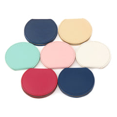 75*80*7mm Semi-Circular Desktop Makeup Mirror, Soft PU Eco-Friendly Leather, Ultra-Clear Stainless Steel, Spanning Six Colors of Dreams, Lighting Up Your Beautiful Moments