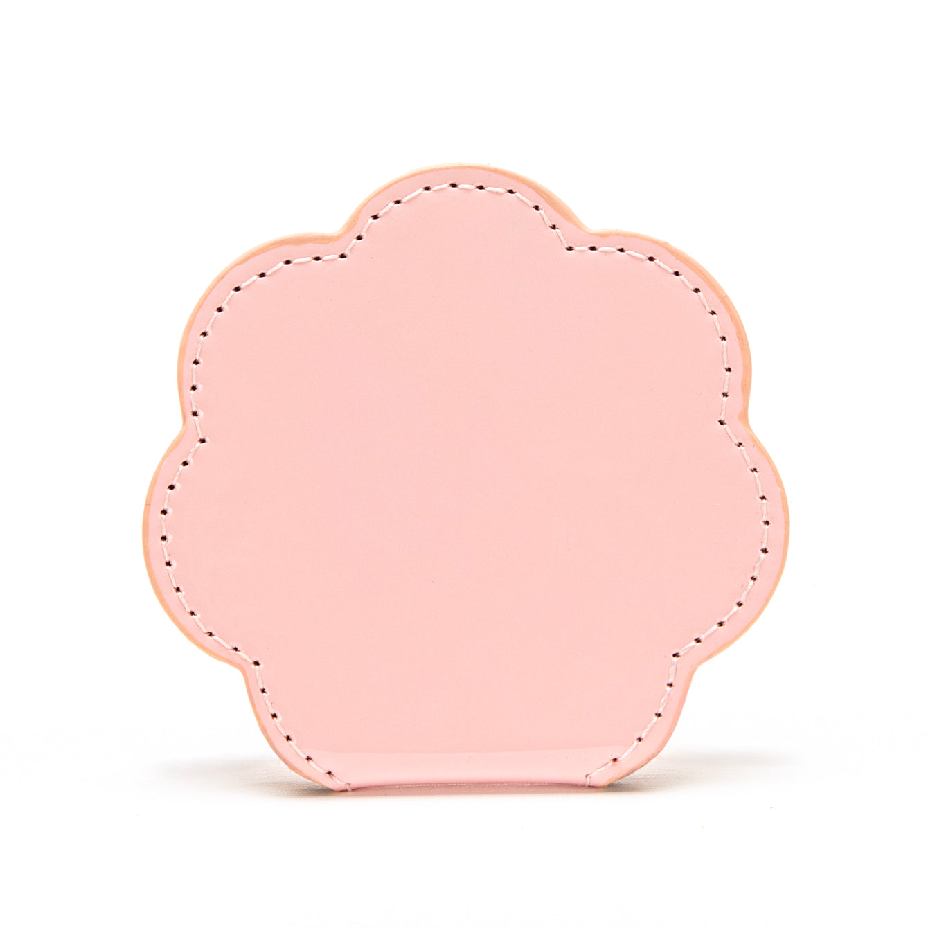 1 PC Flower Shaped Stainless Steel Single Sided Makeup Mirror With Laser Matte Leather Case Multiple Color Options Elegant And Stylish Design Ideal For Home Office Travel Hotel Makeup Bathroom And Gifting