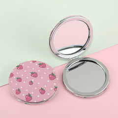 1PC Round PU Leather Makeup Mirror Folding Double Side Compact Mirror 2X Magnification Beautiful Flower Printed Pattern Suitable As Gift For Sister And Mother Or Other Relatives Suitable For Birthdays And Various Festivals And Suitable For All Occasions