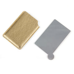 PU Eco-Friendly Leather Case with Customized Style, 95*61*5 mm Stainless Steel Single-Sided Cosmetic Mirror, Multiple Colors Available, HD Mirror Surface, Unique Customized Pattern