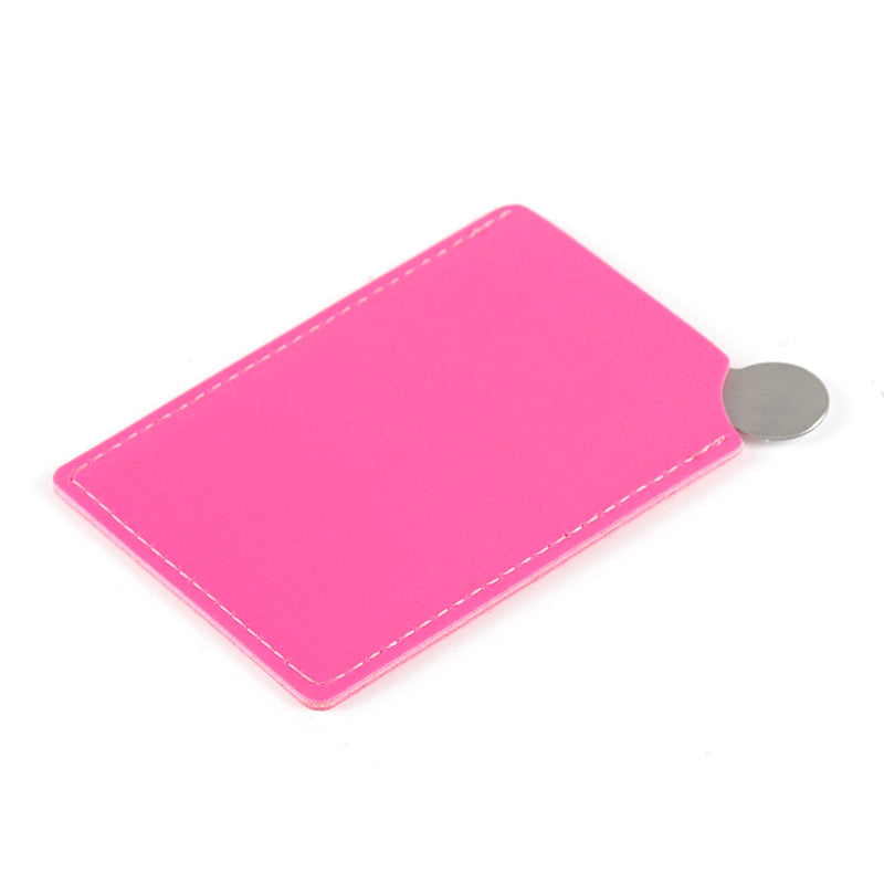 PU Eco-Friendly Leather Case with Customized Style, 95*61*5 mm Stainless Steel Single-Sided Cosmetic Mirror, Multiple Colors Available, HD Mirror Surface, Unique Customized Pattern