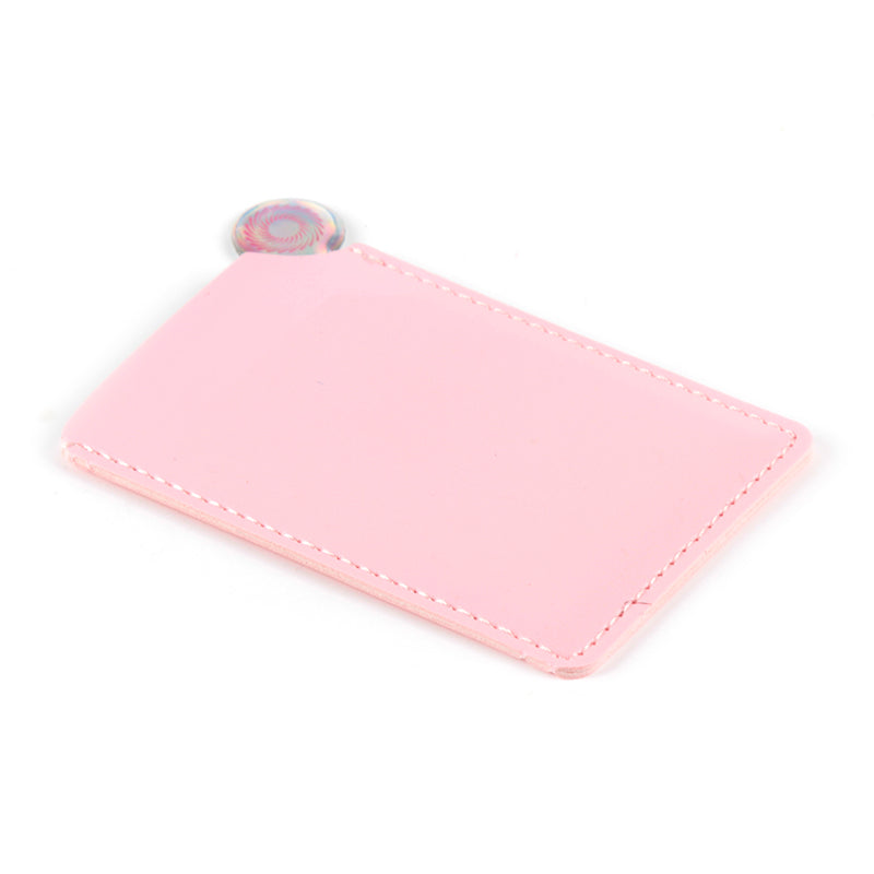 PU Eco-Friendly Leather Case with Customized Style, 95*61*5 mm Stainless Steel Single-Sided Cosmetic Mirror, Multiple Colors Available, HD Mirror Surface, Unique Customized Pattern