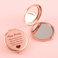 70*70mm Round Button Mirror, Plating Gold Metal Frame, HD Glass Mirror, Various Fashionable Designs, a Perfect Gift for Friends