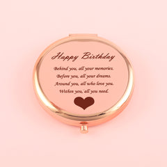 70*70mm Round Button Mirror, Plating Gold Metal Frame, HD Glass Mirror, Various Fashionable Designs, a Perfect Gift for Friends