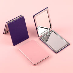 Luxurious Lacquer, Made of PU Eco-friendly Leather! Silver Plating, Clear HD Glass Mirror! Fantasy 62*85mm Rectangular Cosmetic Mirror, Sparkling Pink and Purple, Choose as You Like