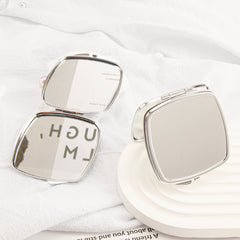 6cm Rounded Square Double-sided Makeup Mirror, Elegant Silver Plating, Clear High-Definition Lenses. Perfect for DIY Personalization, Making Your Gift More Heartfelt! Ideal For Festive Gifting, Showcasing Individual Charm.