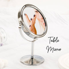 110*150mm Round Vanity Mirror, 360-Degree Rotation, In-stock Silver, Silver Plating, 3X Magnification