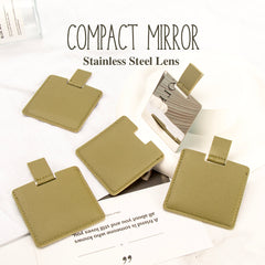 ✨ Exquisite & Thoughtful Gift ✨ 60mm*60mm Square Pull-out Stainless Steel Makeup Mirror – The perfect choice for your female friends! In-stock colors include olive green, khaki, pink, off-white, and yellow