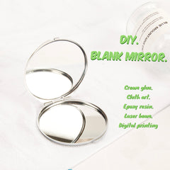 Round 70mm*70mm Double-sided Makeup Mirror, Perfect for DIY Blank Mirror, Silver Plating, High-Definition Lens, Snap Design. A New Choice for Beauty!