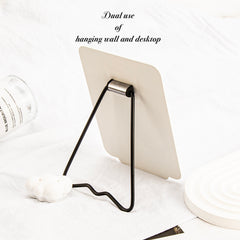 ✨ Stylish INS Rectangular Makeup Mirror, 10cm*15cm, Beige, Metal Frame, In Stock for Quick Shipping, High-Definition Glass, Suitable for Multiple Scenarios ✨