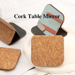 Stylish cork leather, high-definition stainless steel mirror, foldable makeup mirror, in stock for immediate delivery. Suitable for tabletop display, lightweight, and portable, with a focus on eco-friendly quality.