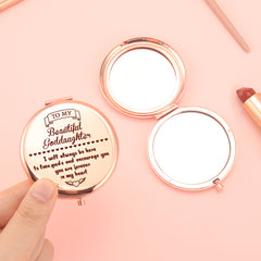 Must-Have for Your Beauty Routine! 65mm Rose Gold Electroplated Double-Sided Makeup Mirror with a Heartfelt Granddaughter Blessing. Featuring 2x Magnification, High-Definition Glass, and Ready-to-Ship Stock. Ideal Gift for Any Festive Occasion!