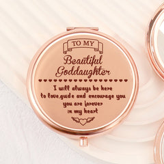 Must-Have for Your Beauty Routine! 65mm Rose Gold Electroplated Double-Sided Makeup Mirror with a Heartfelt Granddaughter Blessing. Featuring 2x Magnification, High-Definition Glass, and Ready-to-Ship Stock. Ideal Gift for Any Festive Occasion!