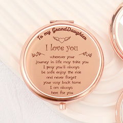 Must-Have for Your Beauty Routine! 65mm Rose Gold Electroplated Double-Sided Makeup Mirror with a Heartfelt Granddaughter Blessing. Featuring 2x Magnification, High-Definition Glass, and Ready-to-Ship Stock. Ideal Gift for Any Festive Occasion!