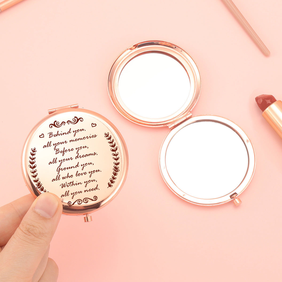 ✨ Exclusive Blessings! 65mm Rose Gold Button Makeup Mirror ✨ Double-sided, 2x magnification, HD glass, ready to ship! Perfect gift for any festive occasion! 🌹💄