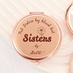 "✨Goddess Glam✨ 65mm Round Double-sided Button Makeup Mirror, Romantic Rose Gold Plating, Sweet Blessings Engraved, 2x Magnification, HD Glass, In Stock for Quick Delivery! The perfect gift for your sister, ideal for all kinds of festive occasions! 💖