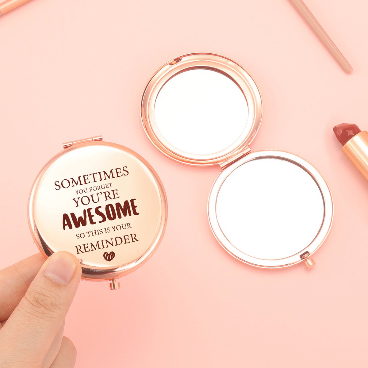 ✨ Exclusive Blessings! 65mm Rose Gold Button Makeup Mirror ✨ Double-sided, 2x magnification, HD glass, ready to ship! Perfect gift for any festive occasion! 🌹💄