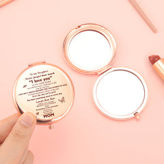 Limited Edition: 65mm Round Dual-Sided Button Mirror in Romantic Rose Gold. Mom's Blessings engraved, 2x Magnification, HD Glass, In-stock for quick delivery. Perfect for any festive occasion, a thoughtful gift choice! 🌹💄✨