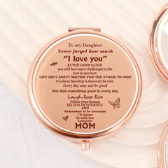 Limited Edition: 65mm Round Dual-Sided Button Mirror in Romantic Rose Gold. Mom's Blessings engraved, 2x Magnification, HD Glass, In-stock for quick delivery. Perfect for any festive occasion, a thoughtful gift choice! 🌹💄✨