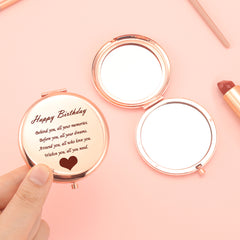 ✨ Chic Delight | 65mm Double-Sided Button Makeup Mirror, Rose Gold Plating, Personalized Birthday Wishes, 2x Magnification, HD Glass Lens! In Stock, Perfect for Any Festive Occasion. 🎁