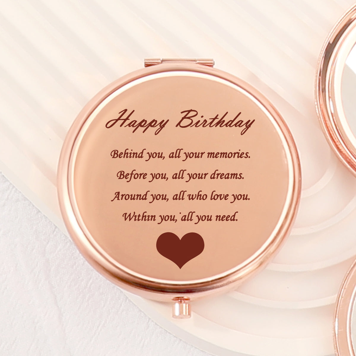 ✨ Chic Delight | 65mm Double-Sided Button Makeup Mirror, Rose Gold Plating, Personalized Birthday Wishes, 2x Magnification, HD Glass Lens! In Stock, Perfect for Any Festive Occasion. 🎁