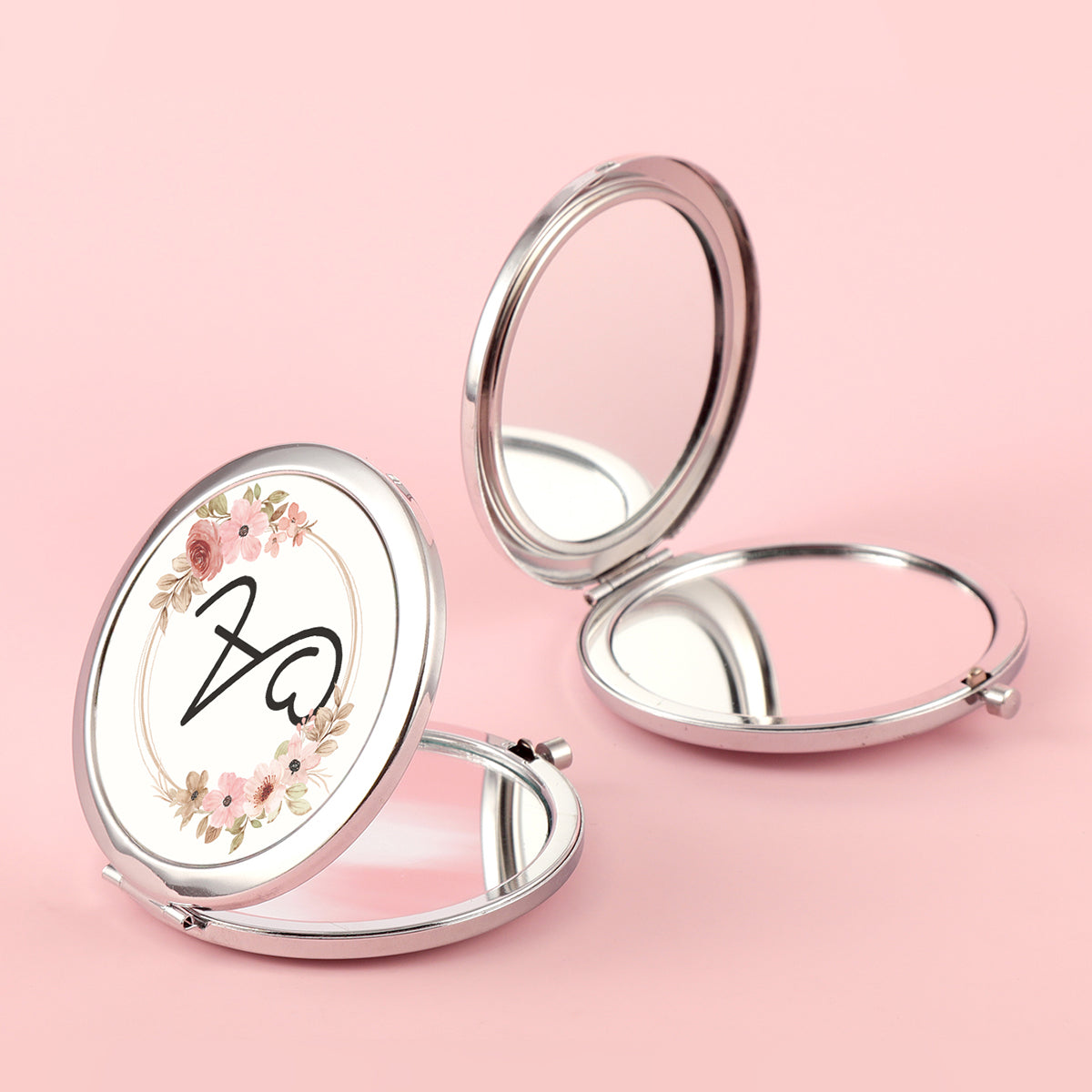 ✨ Unique and Stylish INS-inspired! 70mm Silver-Plated Circular Makeup Mirror with Double-sided Button Design, A-Z Alphabet Prints, 2x Magnification on One Side, High-Definition Glass Lens. In-stock and Perfect for Various Holiday Occasions! 🎁💄