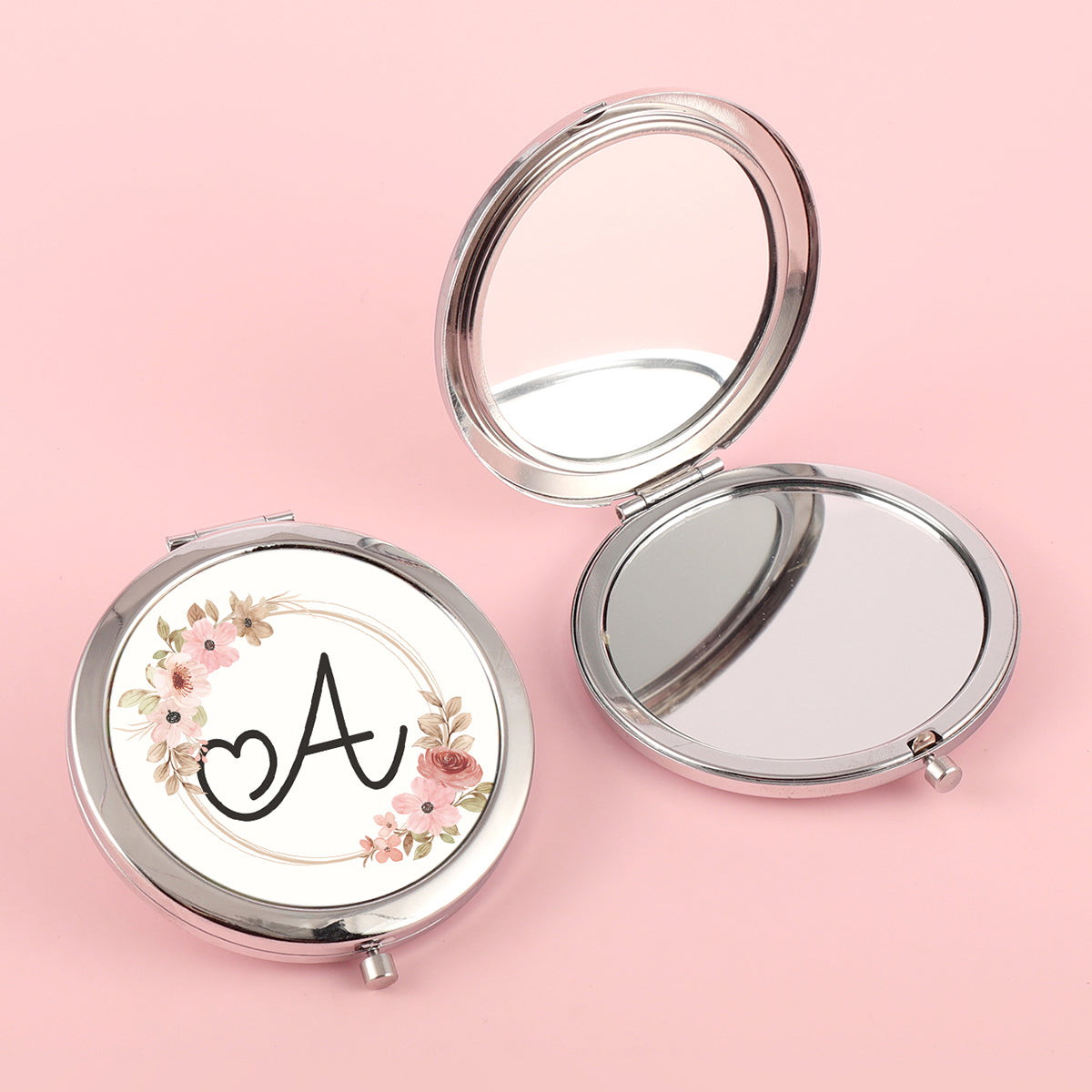 ✨ Unique and Stylish INS-inspired! 70mm Silver-Plated Circular Makeup Mirror with Double-sided Button Design, A-Z Alphabet Prints, 2x Magnification on One Side, High-Definition Glass Lens. In-stock and Perfect for Various Holiday Occasions! 🎁💄