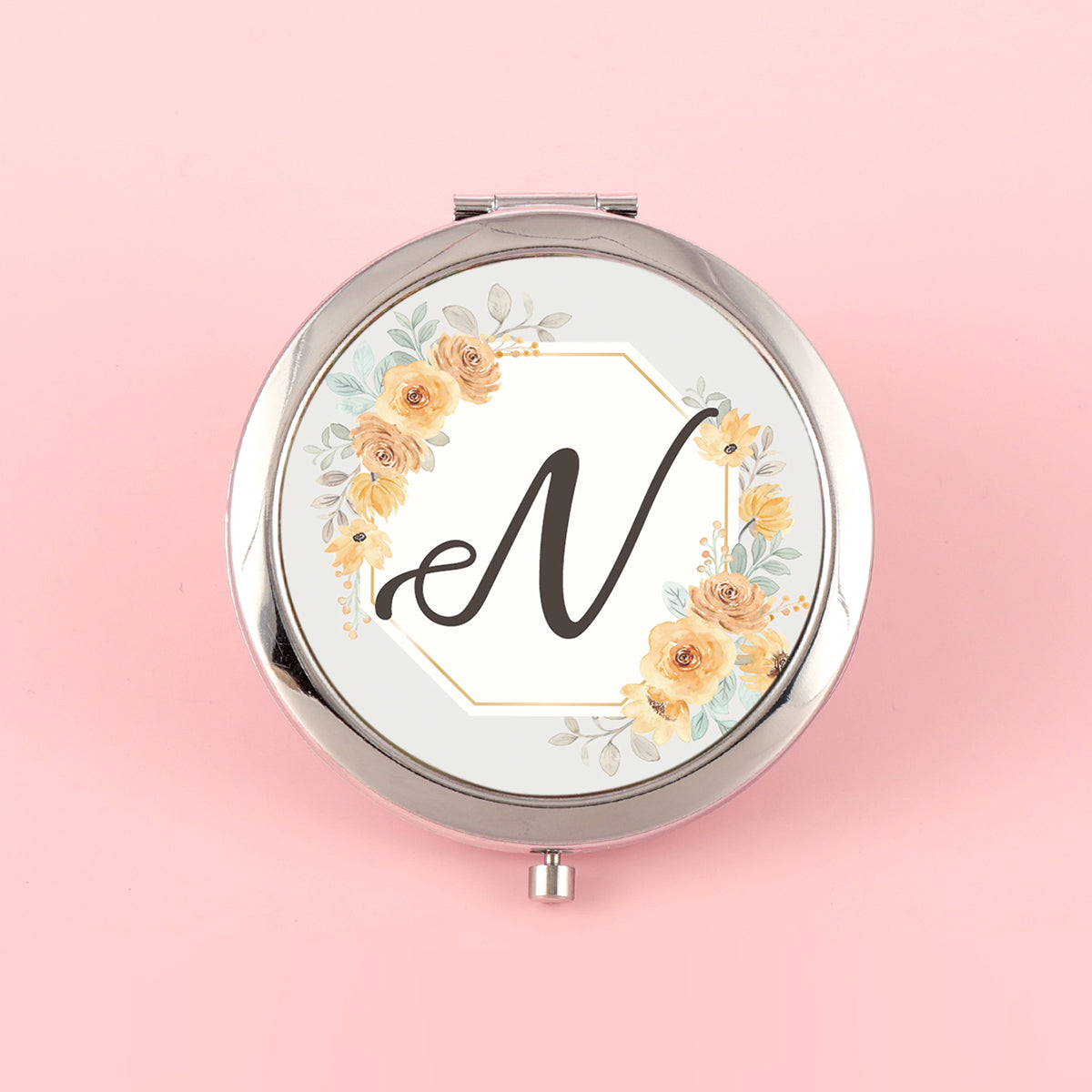 ✨ Unique and Stylish INS-inspired! 70mm Silver-Plated Circular Makeup Mirror with Double-sided Button Design, A-Z Alphabet Prints, 2x Magnification on One Side, High-Definition Glass Lens. In-stock and Perfect for Various Holiday Occasions! 🎁💄