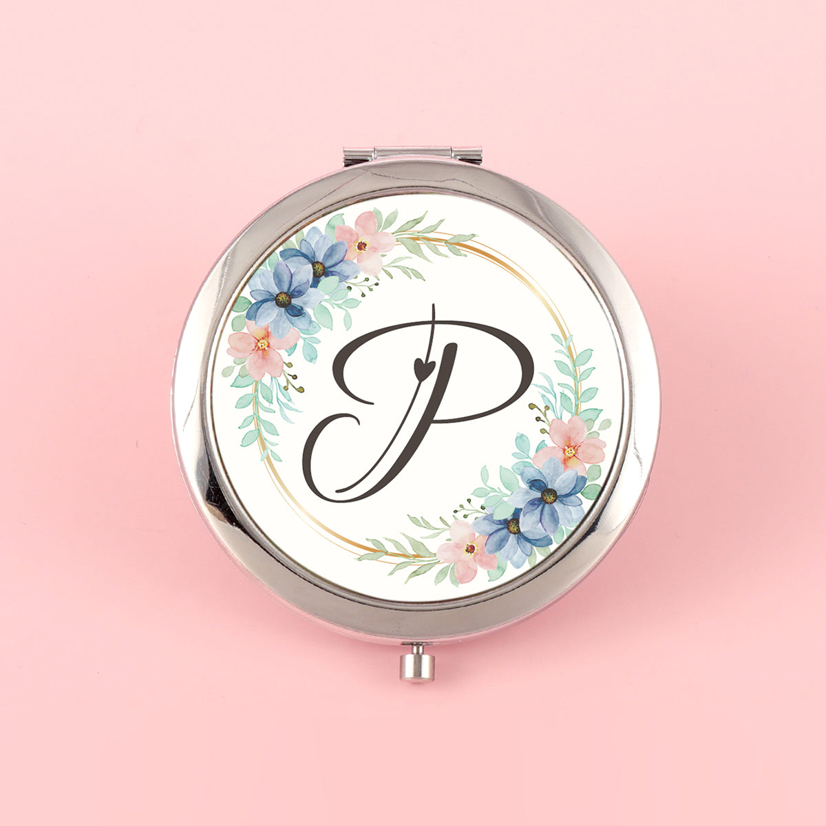 ✨ Unique and Stylish INS-inspired! 70mm Silver-Plated Circular Makeup Mirror with Double-sided Button Design, A-Z Alphabet Prints, 2x Magnification on One Side, High-Definition Glass Lens. In-stock and Perfect for Various Holiday Occasions! 🎁💄