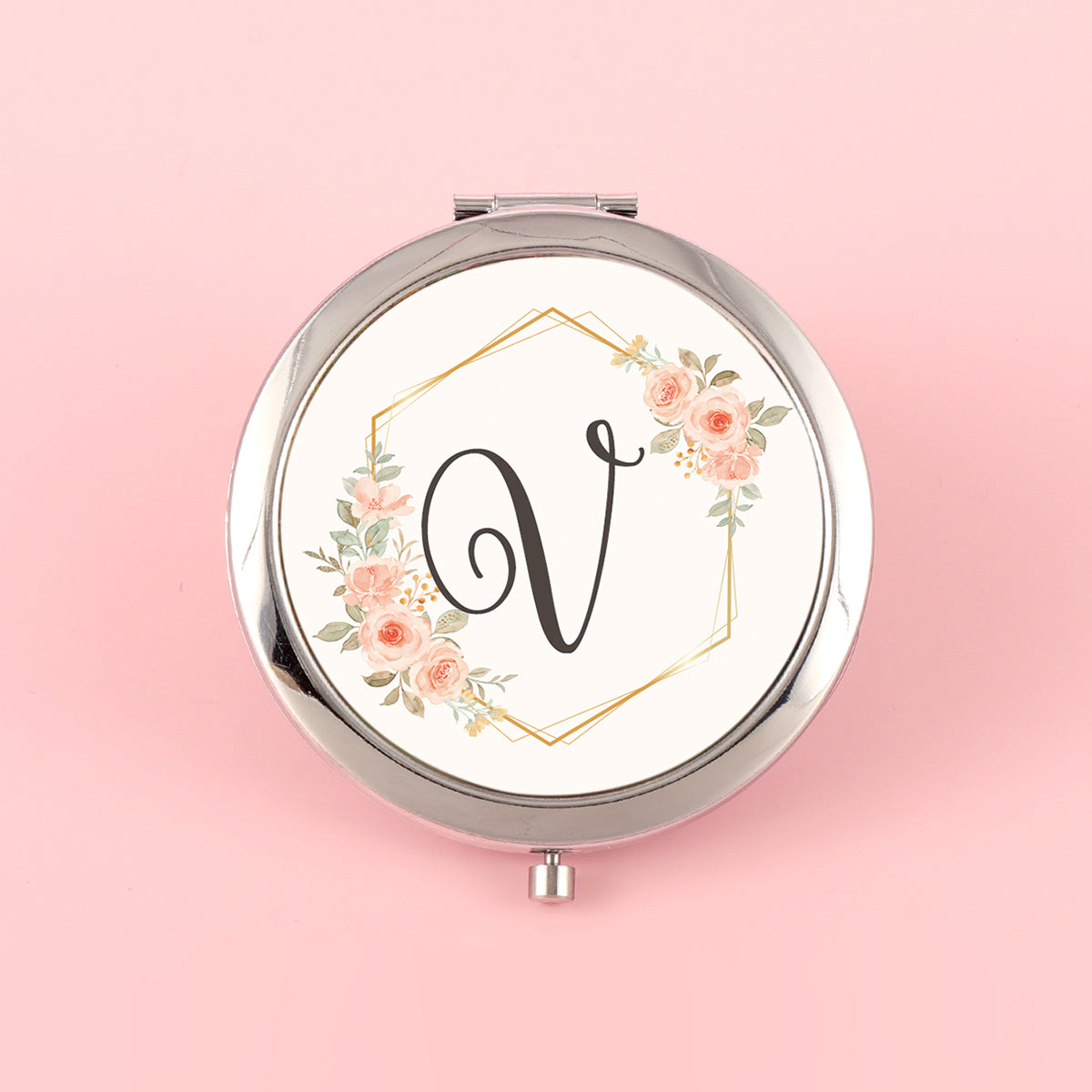 ✨ Unique and Stylish INS-inspired! 70mm Silver-Plated Circular Makeup Mirror with Double-sided Button Design, A-Z Alphabet Prints, 2x Magnification on One Side, High-Definition Glass Lens. In-stock and Perfect for Various Holiday Occasions! 🎁💄