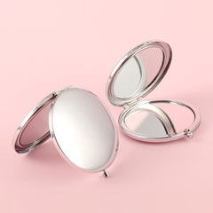 ✨ Unique and Stylish INS-inspired! 70mm Silver-Plated Circular Makeup Mirror with Double-sided Button Design, A-Z Alphabet Prints, 2x Magnification on One Side, High-Definition Glass Lens. In-stock and Perfect for Various Holiday Occasions! 🎁💄