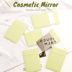 ✨ Pull-Out 8K HD Stainless Steel Makeup Mirror 🌈 Eco-friendly Leather Card Holder, a Chic Gift Choice! 💄✨ Available in Blue, Light Green, Khaki, and Pink!