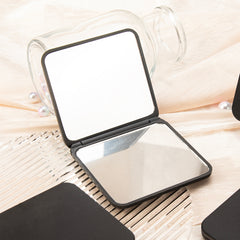 Exclusive INS Style: Double-sided 7cm Square Makeup Mirror in Black, Gray, and Blue. Plastic Material with Standard HD Lenses. Ideal for Promotions!