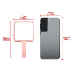 Trendy INS Style Handle Mirror | 75*135mm Square | In Stock Pink | Creative DIY Essential | Lightweight Plastic | HD Lens | Promotional Special!