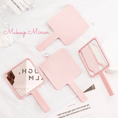 Trendy INS Style Handle Mirror | 75*135mm Square | In Stock Pink | Creative DIY Essential | Lightweight Plastic | HD Lens | Promotional Special!