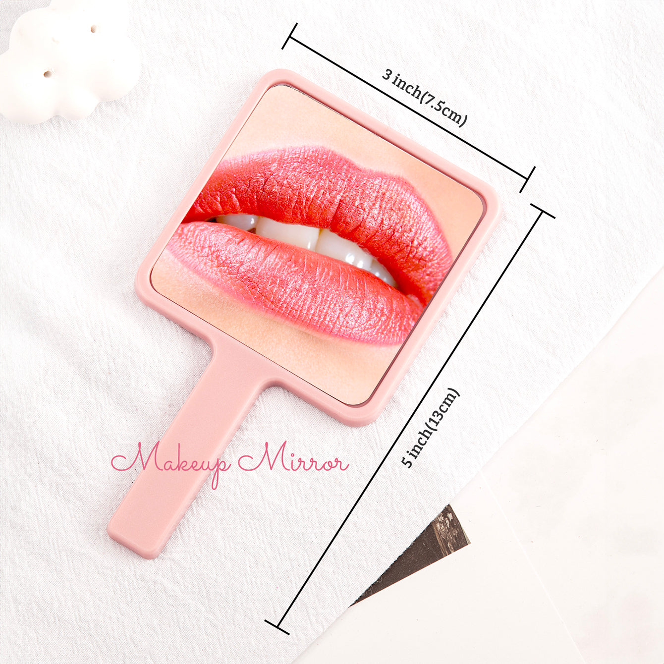 Trendy INS Style Handle Mirror | 75*135mm Square | In Stock Pink | Creative DIY Essential | Lightweight Plastic | HD Lens | Promotional Special!