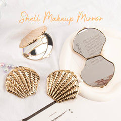 DIY Delight! In-stock Blank Seashell-shaped Makeup Mirror, 70mmX80mm, available in Rose Gold and Silver. Unleash your creativity and craft your own makeup masterpiece