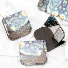 Van Gogh Starry Night Folding Mirror 🌌✨ 8cm · Stainless Steel Body · Portable On-the-Go · Artistic and Practical Fusion · Ideal Gift for the Festive Season!