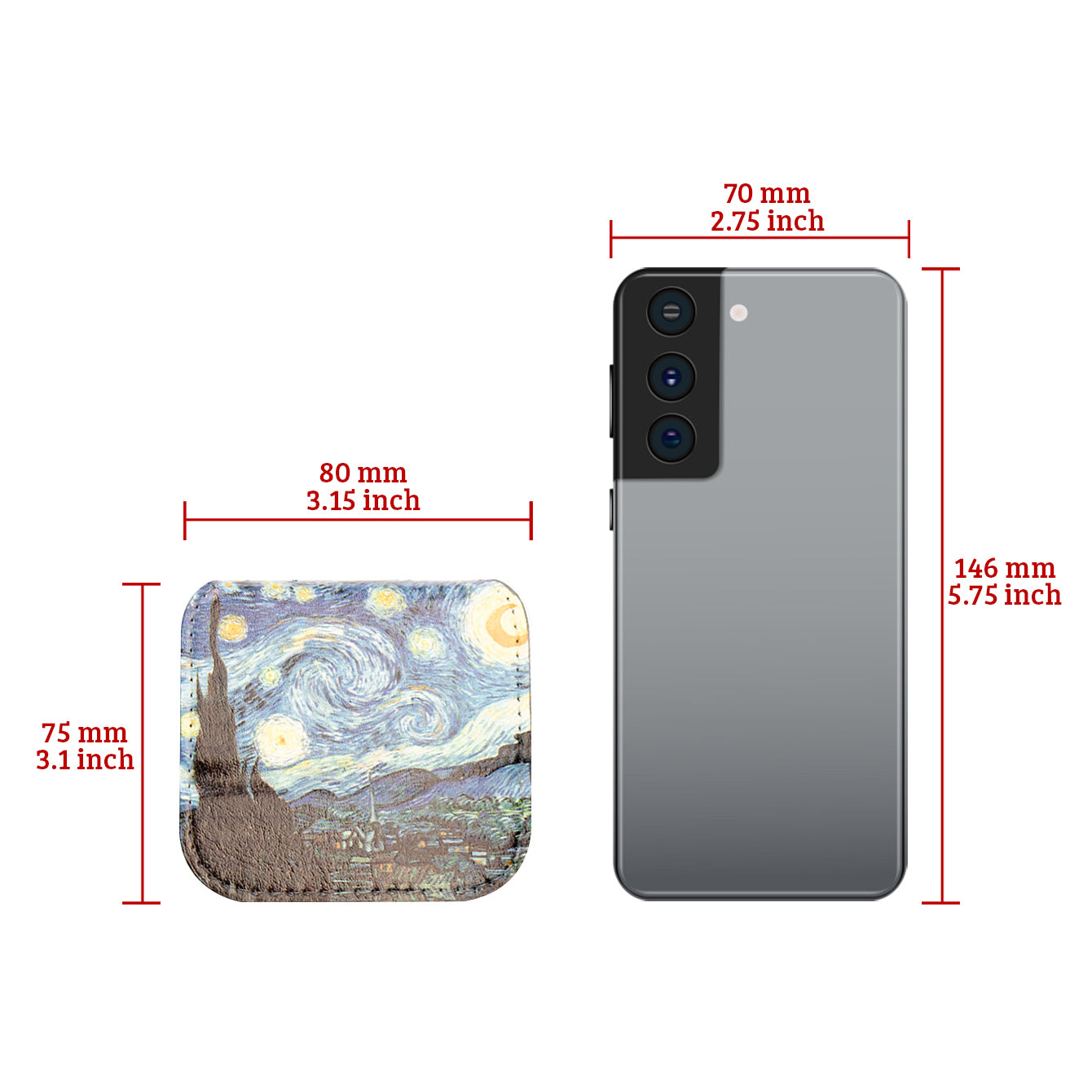 Van Gogh Starry Night Folding Mirror 🌌✨ 8cm · Stainless Steel Body · Portable On-the-Go · Artistic and Practical Fusion · Ideal Gift for the Festive Season!